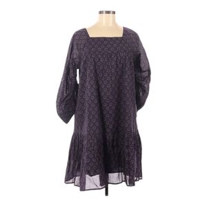 HappyxNature Lightweight Purple Dress Size M Square Neck 3/4 Sleeve Ruffled NEW